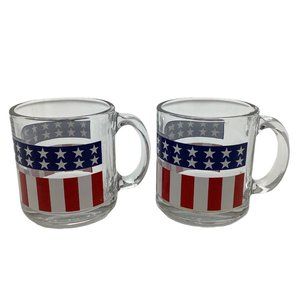 American Flag Clear Glass Coffee Mug/Cup, 2